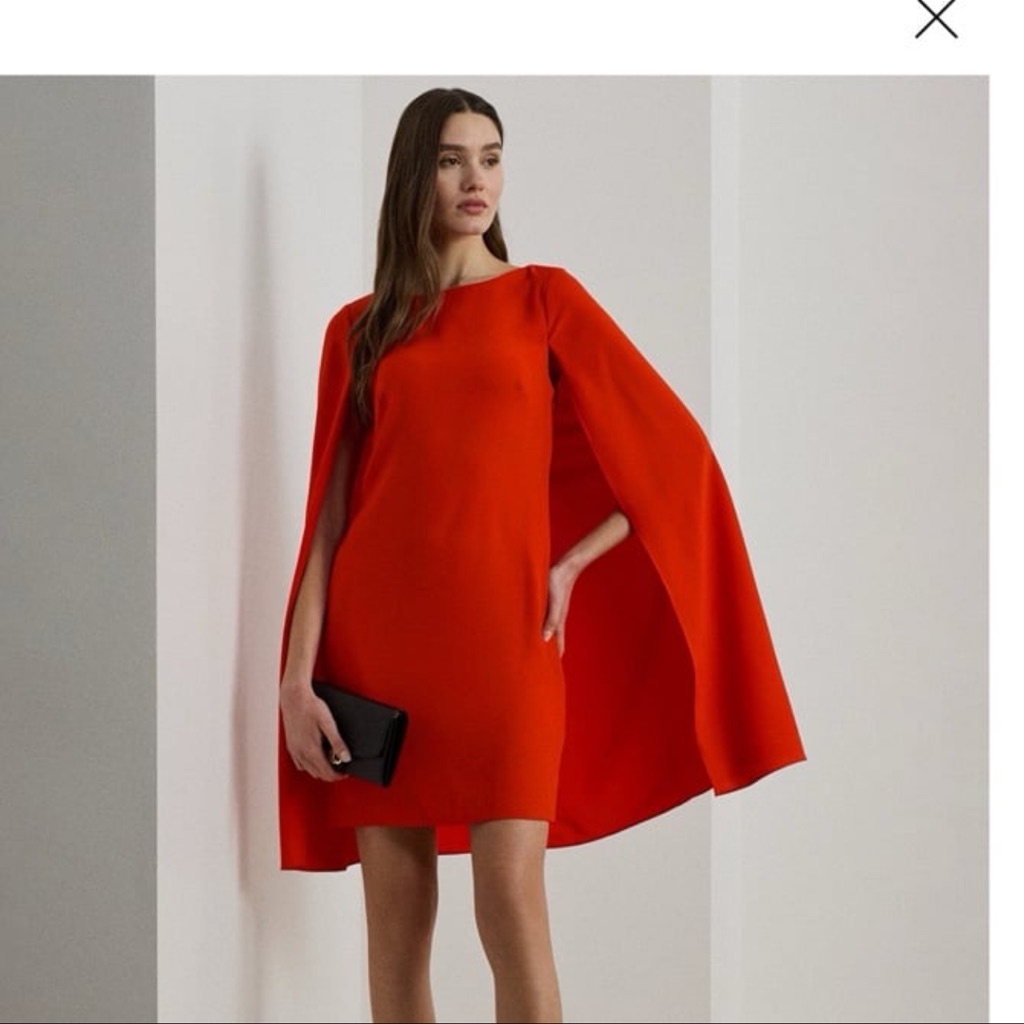 Lauren Ralph Lauren Vibrant Red Mini Cape Dress